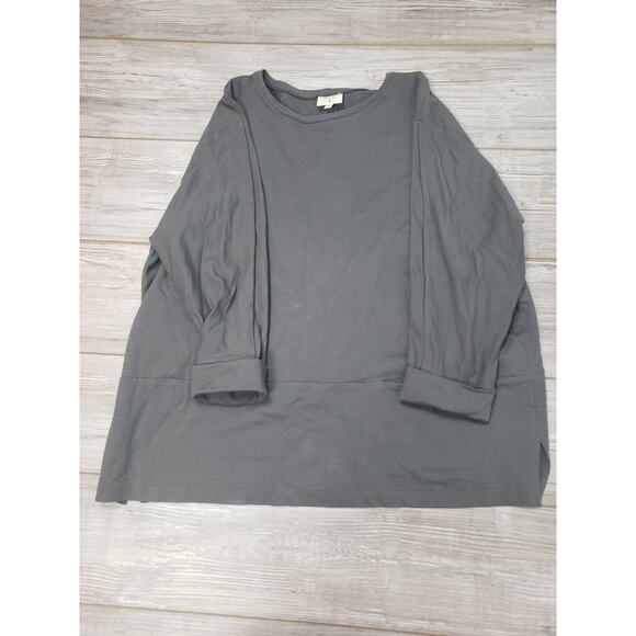 Kathleen Sommers Women's Gray Pullover Pocket Plus Size 0X Cotton Lagenlook Top - Picture 3 of 6
